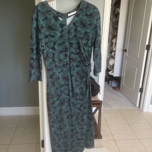 Boss cotton wrap dress; 3/4 sleeves; just past the knee